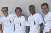 Cesar Sala, Albert Apuzzi, Shawn Conrad and Robert Sostre in Streetplay tees at the Nike shoot