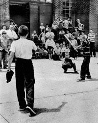 Baseball game in playground