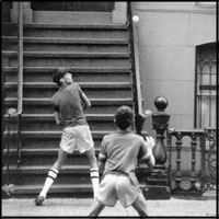 Boys playing stoopball