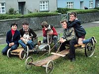 Kids with home made go cart