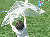 Boy launches kite