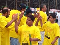 The East Bronx Bombers being congratulated by the Latin Dukes.