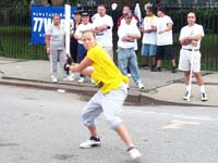 Jennifer Lippold, the competition's only female player, knocked a couple of shots for the Wealthy Raiders.